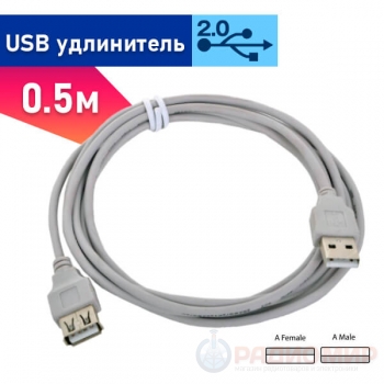 USB 2.0 удлинитель AM/AF, длина 0.5 метра Gembird CC-USB2-AMAF-05